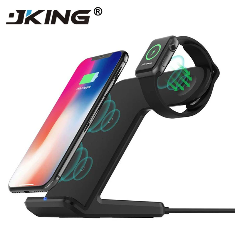 

JKING 10W Qi Wireless Charger For iPhone XS XR X 8 Plus 2 in 1 Fast Charging Dock For Apple Watch iwatch 4 3 2 For Samsung S9 S8