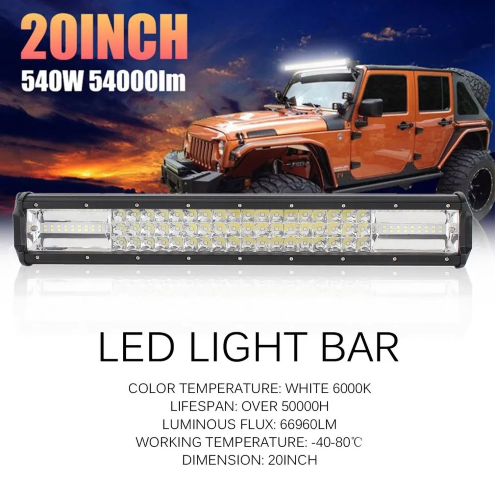 20 inch 540W Triple-row 3 Rows 7D LED Work Light Long Bar Spot Light Flood Combo For Off-road SUV Truck Car Working Light
20 inch 540W Triple-row 3 Rows 7D LED Work Light Long Bar Spot Light Flood Combo For Off-road SUV Truck Car Working Light