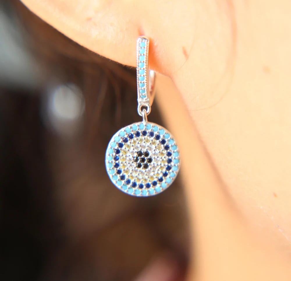 2019 New Summer fine 925 Authentic Sterling Silver Turkish Evil Eye Earring With Cubic Zirconia Good Luck Popular Women Jewelry
2019 New Summer fine 925 Authentic Sterling Silver Turkish Evil Eye Earring With Cubic Zirconia Good Luck Popular Women Jewelry