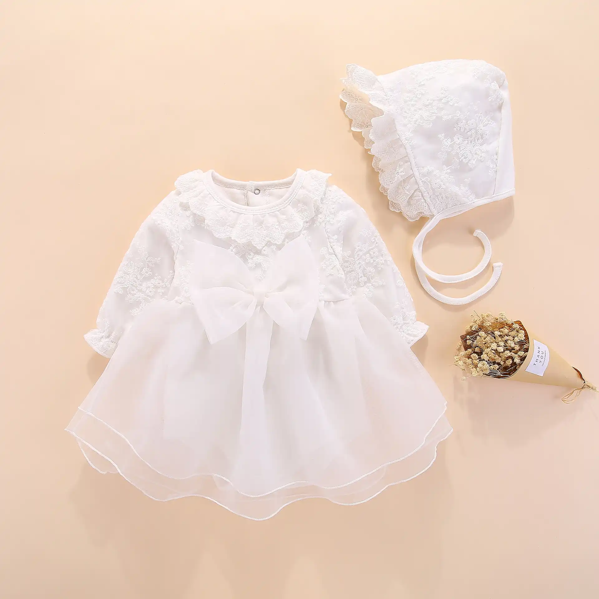 Newborn White Christening Baby Princess Girls Dress Wedding Baptism Kids Clothes