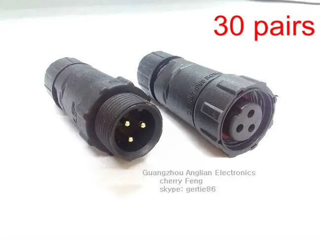 DHL Free Shipping! M14 waterproof connector 3 pin butt-type soldering, cable connector, 30 pairs/lot
DHL Free Shipping! M14 waterproof connector 3 pin butt-type soldering, cable connector, 30 pairs/lot