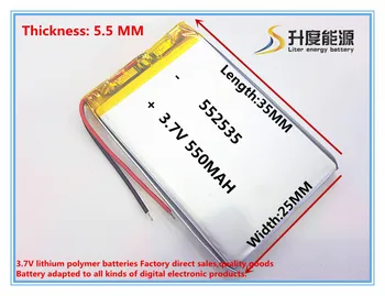 (free shipping)(1pieces/lot)Polymer lithium ion battery 3.7V,550MAH 552535 CE FCC ROHS MSDS quality certification
(free shipping)(1pieces/lot)Polymer lithium ion battery 3.7V,550MAH 552535 CE FCC ROHS MSDS quality certification