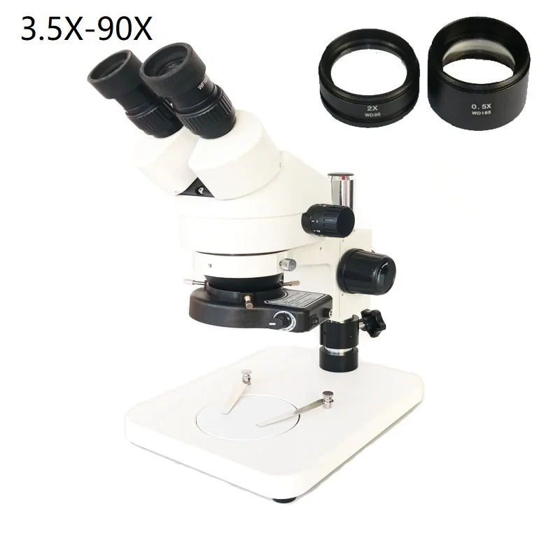 

7X-45X OR 3.5X-90X Binocular Stereo Microscope Optical adjustable Zoom with 10/20X eyepiece 56 Led ring light sourcing