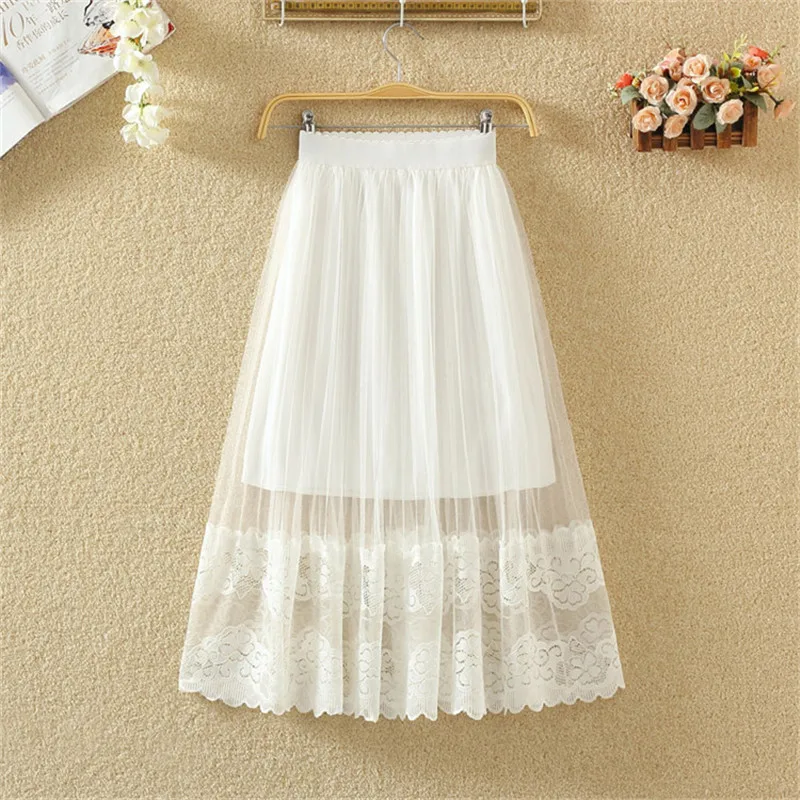 Sanishroly 2023 Summer Women Hollow Out Lace Mesh Skirt Female Elastic High Waist Pleated Skirts Mid-Long Tutu A-Line Skirt S092
Sanishroly 2023 Summer Women Hollow Out Lace Mesh Skirt Female Elastic High Waist Pleated Skirts Mid-Long Tutu A-Line Skirt S092