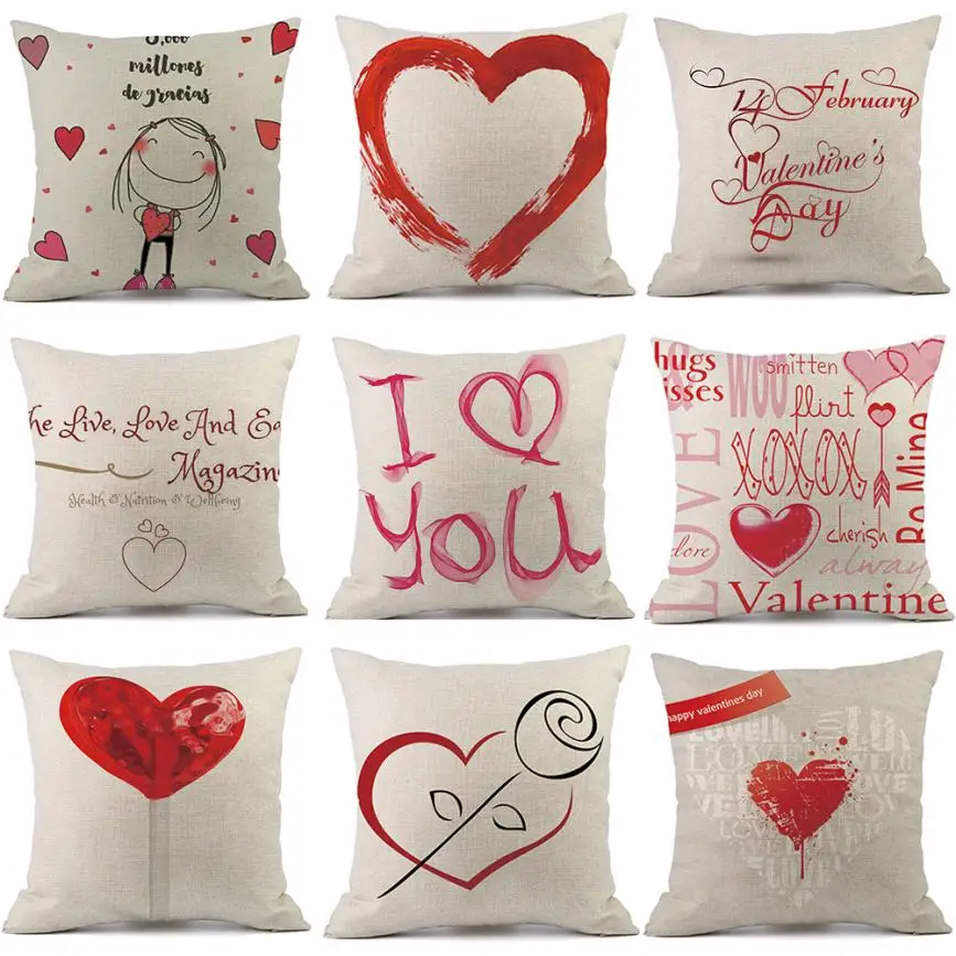 Valentine's Day Decoration Linen Pillow Cover for Couple Red Heart Arrow Shape I LOVE YOU Cushion Cover Home Sofa Car
Valentine's Day Decoration Linen Pillow Cover for Couple Red Heart Arrow Shape I LOVE YOU Cushion Cover Home Sofa Car