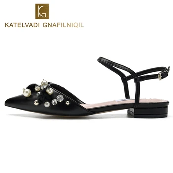 KATELVADI Dress Sandals Low Heels Summer Black PU Leather Pearls Sapatos Feminino Women's Sandals K-341
KATELVADI Dress Sandals Low Heels Summer Black PU Leather Pearls Sapatos Feminino Women's Sandals K-341
