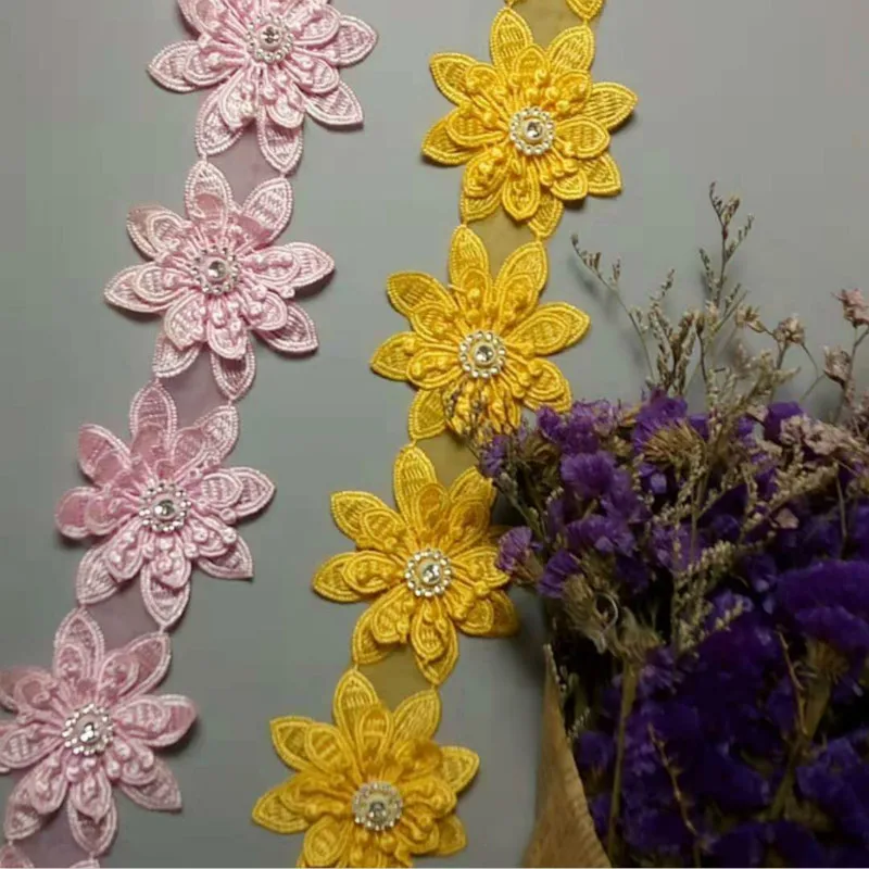 50/20/10/5 6.5X6.5CM 3D Diamond Flower Floral Embroidered Lace Trim Applique Fabric Ribbon Sewing Craft Costume Hat Decoration
50/20/10/5 6.5X6.5CM 3D Diamond Flower Floral Embroidered Lace Trim Applique Fabric Ribbon Sewing Craft Costume Hat Decoration