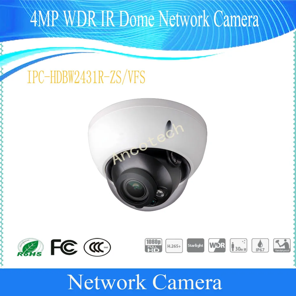 

Original DAHUA Free Shipping Security IP Camera 4MP WDR IR Dome CCTV Network Camera With POE IP67 DH-IPC-HDBW2431R-VFS