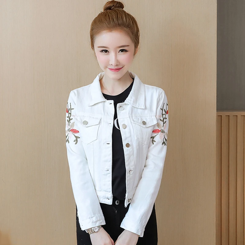 Korean Slim White Red Denim Jacket Women Embroidered Long Sleeve Coat Female Spring Cropped Jean Jackets Plus Size Manteau Femme
Korean Slim White Red Denim Jacket Women Embroidered Long Sleeve Coat Female Spring Cropped Jean Jackets Plus Size Manteau Femme