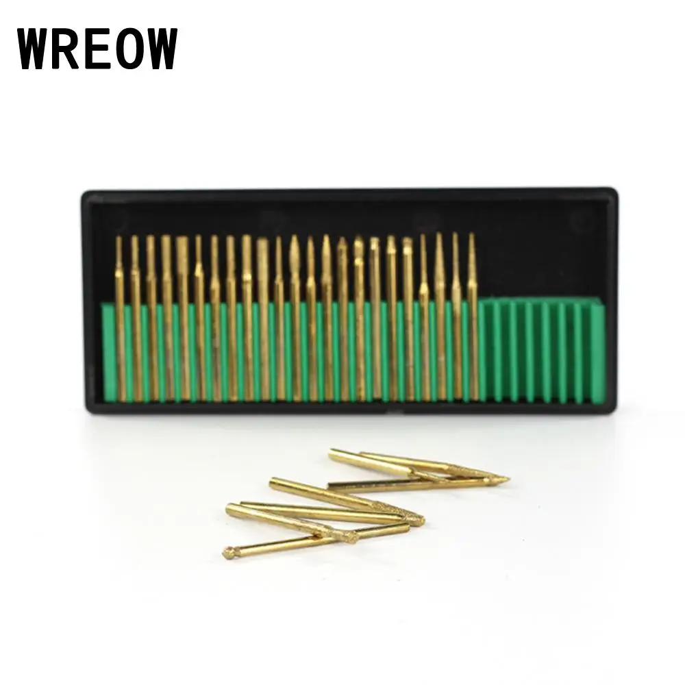 Grinder Accessories 3mm Shank Titanium Diamond Burrs Dremel Rotary Burrs Bit Points Engraving Grinder Drill Bit Power Tools
Grinder Accessories 3mm Shank Titanium Diamond Burrs Dremel Rotary Burrs Bit Points Engraving Grinder Drill Bit Power Tools