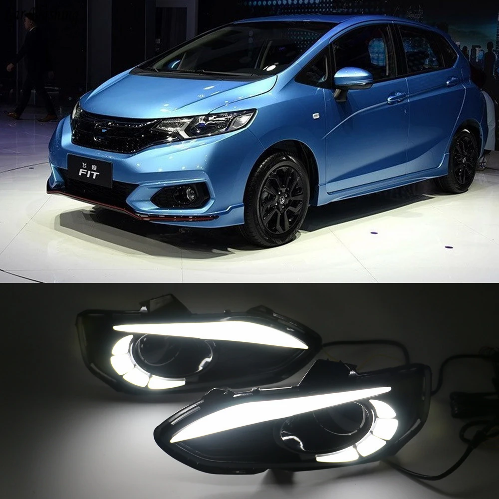 Car Flashing 2pcs LED DRL Daytime Running Lights Daylight Fog Lamp Cover With Turn signal lamp For Honda jazz fit 2018 2019
Car Flashing 2pcs LED DRL Daytime Running Lights Daylight Fog Lamp Cover With Turn signal lamp For Honda jazz fit 2018 2019