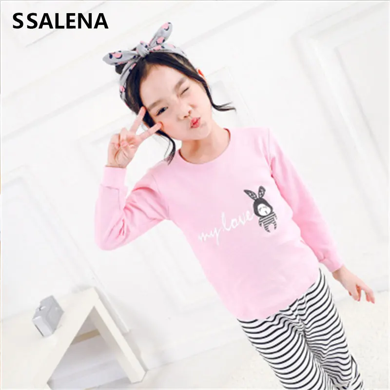 

Kids Girl'S Pajamas Sets 100% Cotton Sleepwear For Spring Autumn Children Long Sleeve Pyjamas Set For Teenage Underwear D0003