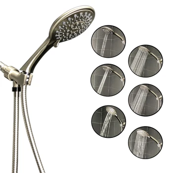 ABS High Pressure 6 Function Adjustable Shower Head with 1.5m stainless steel hose and Shower Arm Bracket Brushed Nickel Finish
ABS High Pressure 6 Function Adjustable Shower Head with 1.5m stainless steel hose and Shower Arm Bracket Brushed Nickel Finish