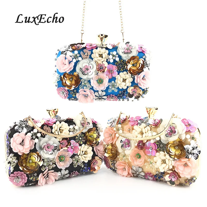 

2019 New Arrive Evening Bags Women's Day Clutches Fashion Bags crystal Flower Wedding Purse Ladies Party dinner shoulder bags