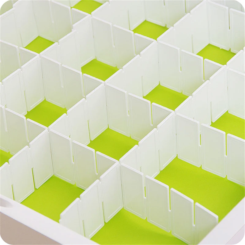 6pcs x Plastic DIY Grid Clapboard Divider Drawer Closet Storage Organizer White