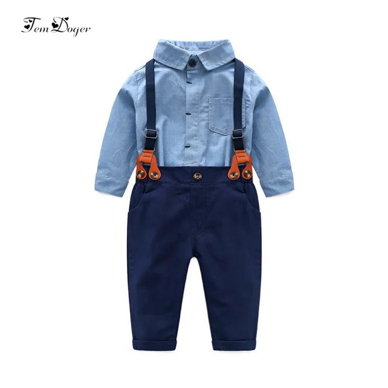 Tem Doger Baby Boy Clothing Sets 2018 Newborn Boy Gentleman Clothes Cotton Blue Shirt+Overalls Infant 2PCS Outfits Bebes Suits
Tem Doger Baby Boy Clothing Sets 2018 Newborn Boy Gentleman Clothes Cotton Blue Shirt+Overalls Infant 2PCS Outfits Bebes Suits