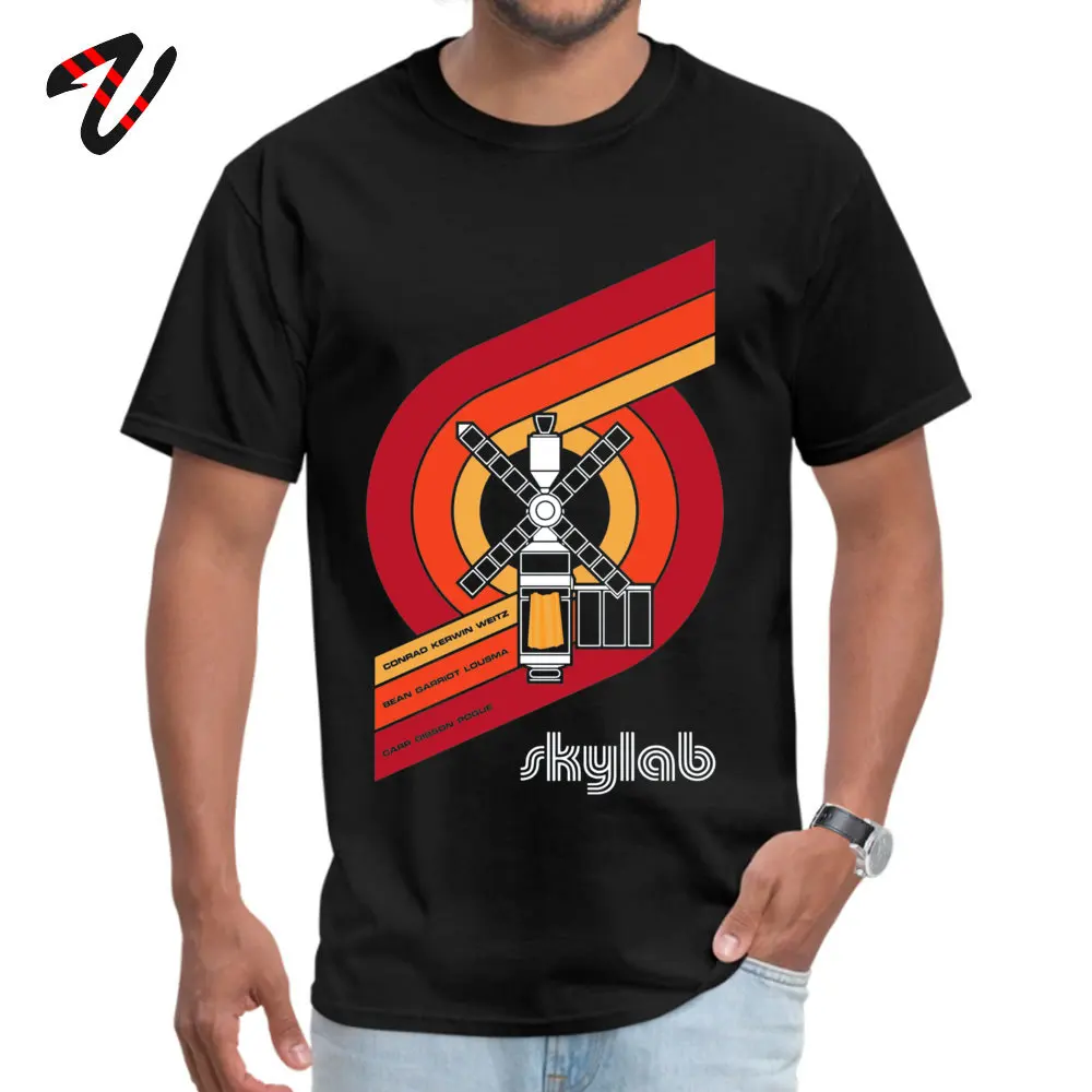 SKYLAB Large Print 100% Cotton Tops & Tees for Men Design T-shirts Party Funny Crew Neck Tops Shirt Short Sleeve SKYLAB - Large Print -15227 black