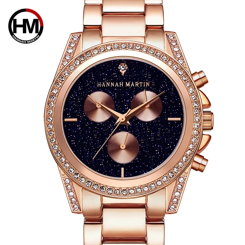 Кварцевые часы для женщин новый дизайн розовое золото со стразами топ роскошный