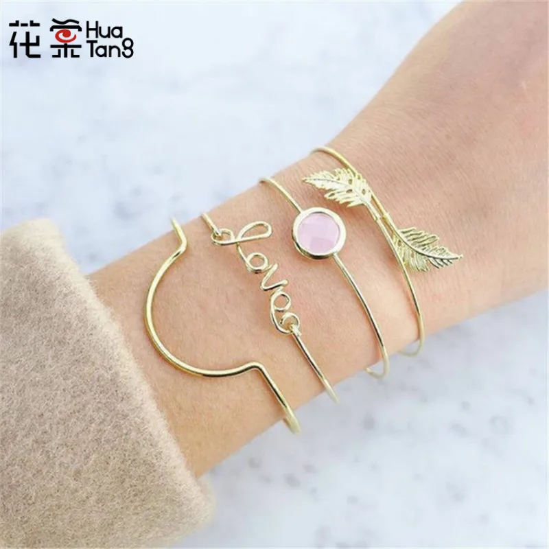 HuaTang Fashion Sweet Pink Opal Gold Color Girl Bracelets Leaf Letter Love Adjustable Bracelet Set For Women Bayan Bilezik 5808
HuaTang Fashion Sweet Pink Opal Gold Color Girl Bracelets Leaf Letter Love Adjustable Bracelet Set For Women Bayan Bilezik 5808