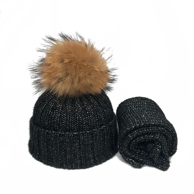 Kids Winter Hat Children Real Fur Pompom Knitted Beanie Hat Scarf 2 Pieces cotton skullies Boys GIrls Pompon Cap
Kids Winter Hat Children Real Fur Pompom Knitted Beanie Hat Scarf 2 Pieces cotton skullies Boys GIrls Pompon Cap