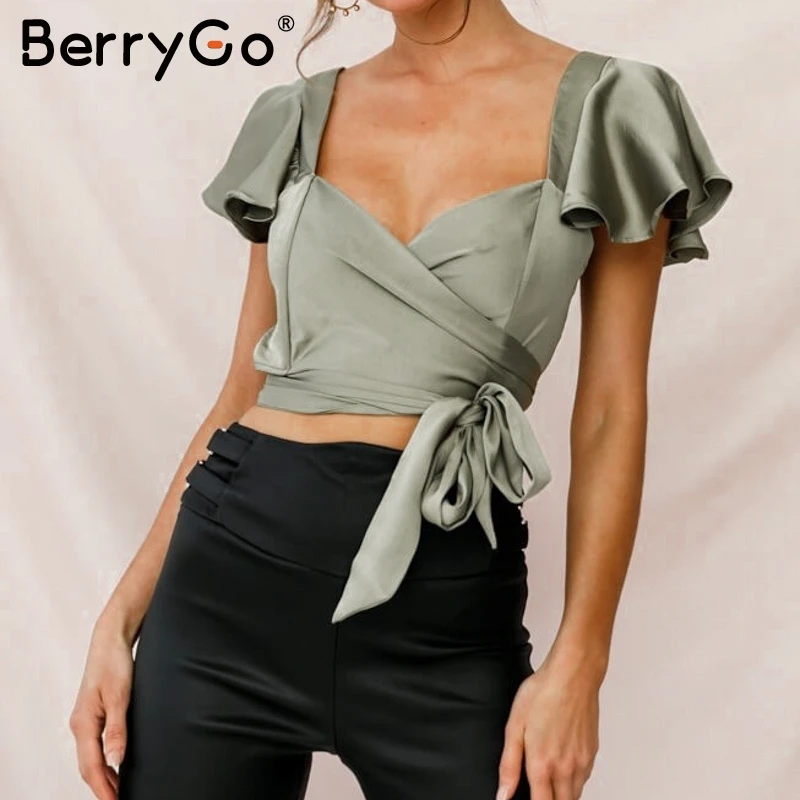 BerryGo Sexy green women satin tops Ruffled bandage sashes female summer crop tops camisole Party club ladies bodycon tank tops
BerryGo Sexy green women satin tops Ruffled bandage sashes female summer crop tops camisole Party club ladies bodycon tank tops