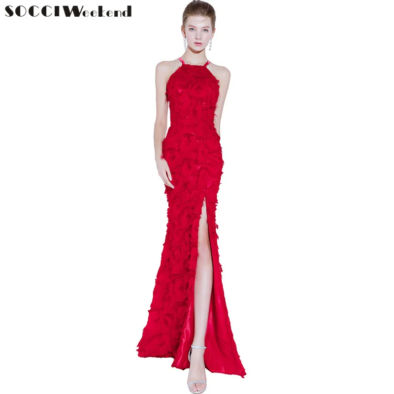 SOCCI Weekend Mermaid Evening Dresses New Simple Wine Sexy Halter Sleeveless Floor-length High-split Fishtail Prom Party Gowns
SOCCI Weekend Mermaid Evening Dresses New Simple Wine Sexy Halter Sleeveless Floor-length High-split Fishtail Prom Party Gowns