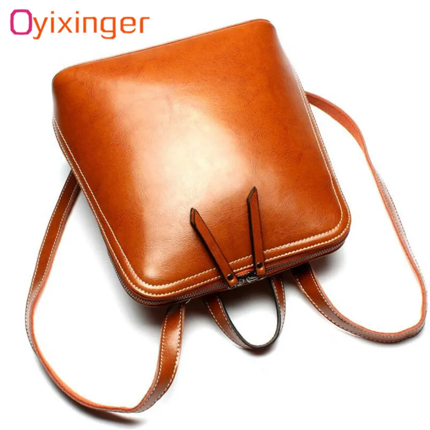 Oyixinger Simple Fashion Genuine Leather Women Backpack Oil Wax Cow Leather Students School Bags For Teenage Girls Shoulder Bag
Oyixinger Simple Fashion Genuine Leather Women Backpack Oil Wax Cow Leather Students School Bags For Teenage Girls Shoulder Bag