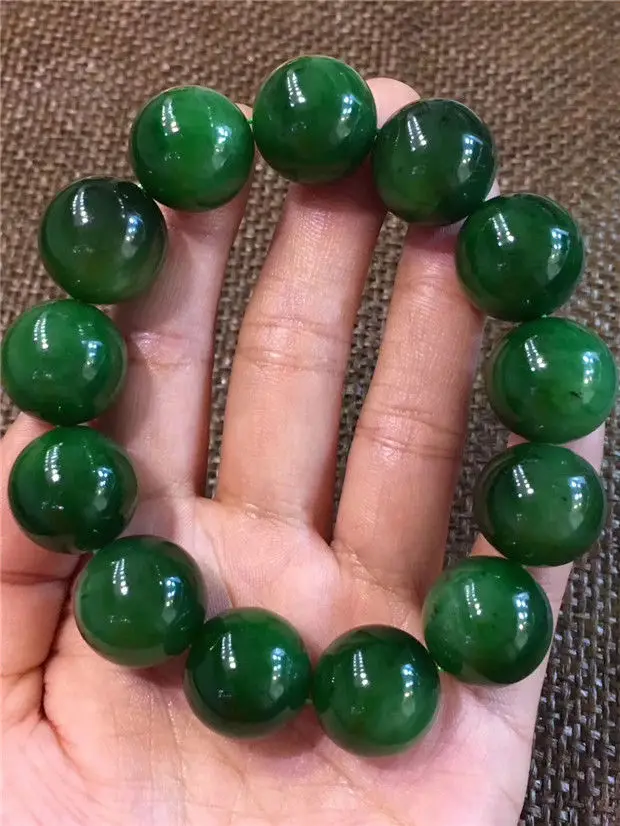 FREE SHIPPING Natural Russian Spinach Green Jasper Beads Stretch Bracelet 17.5mm AAAA | Украшения и аксессуары