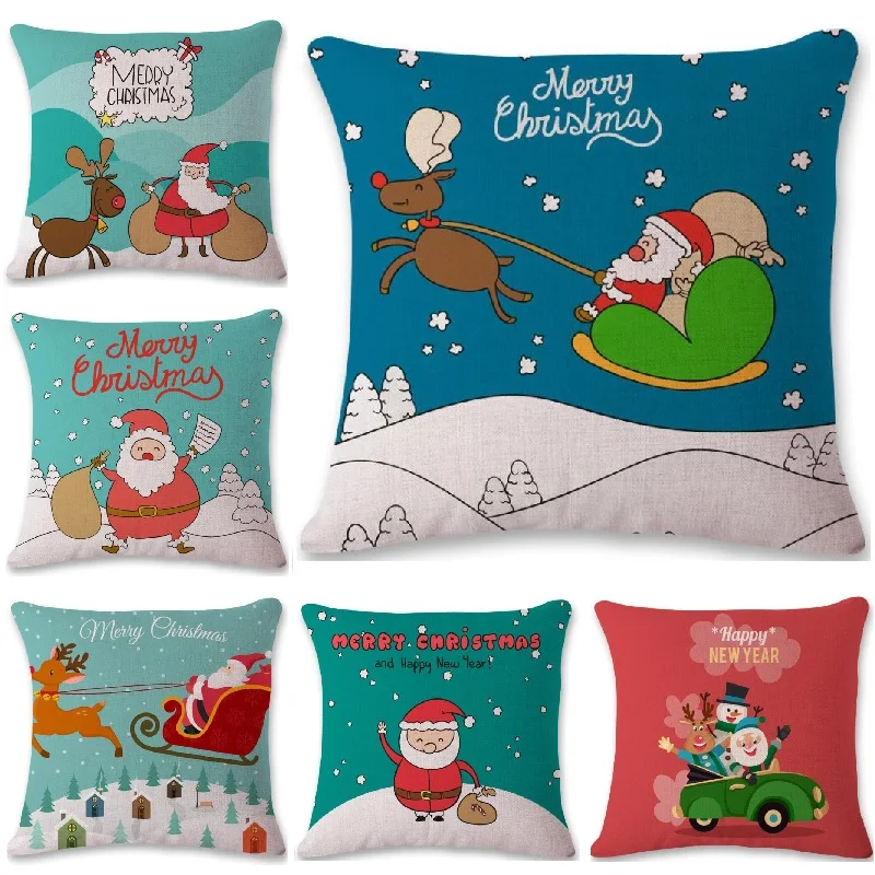 Christmas Cushion Cover Happy Santa Claus Printed Linen Cotton Throw Pillows Car Sofa Home Decoration Pillow Case Coussin
Christmas Cushion Cover Happy Santa Claus Printed Linen Cotton Throw Pillows Car Sofa Home Decoration Pillow Case Coussin