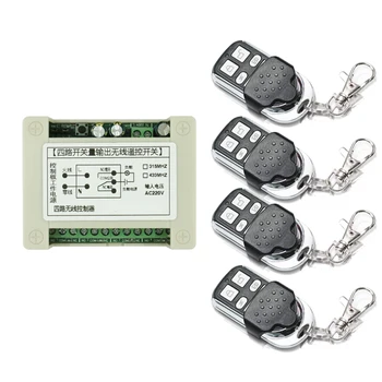 AC 220V 4CH 4 CH Wireless Remote Control Light Switch System RF Relay Receiver Module Transmitter 315Mhz /433Mhz
AC 220V 4CH 4 CH Wireless Remote Control Light Switch System RF Relay Receiver Module Transmitter 315Mhz /433Mhz