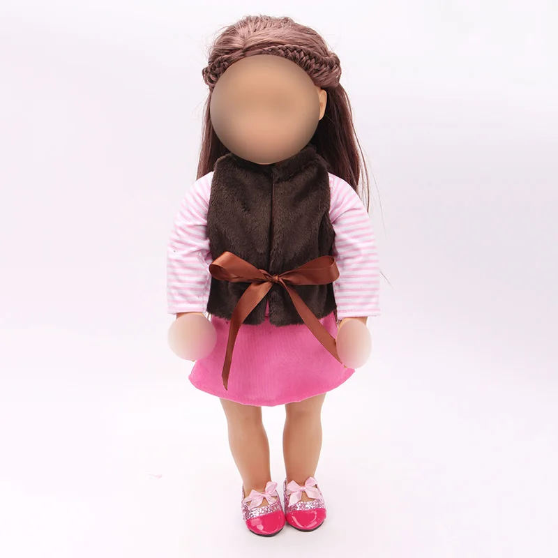 18 inch Girls doll dress brown vest coat + pink skirt American new born clothes Baby toys fit 43 cm baby accessories c134
18 inch Girls doll dress brown vest coat + pink skirt American new born clothes Baby toys fit 43 cm baby accessories c134
