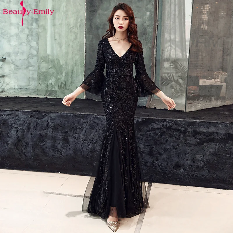 Beauty Emily Long V Neck Evening Dresses Long Ruffle Sleeve Pleated Sequins Appliques Party Dress Tulle Split Mermaid Prom Gowns
Beauty Emily Long V Neck Evening Dresses Long Ruffle Sleeve Pleated Sequins Appliques Party Dress Tulle Split Mermaid Prom Gowns