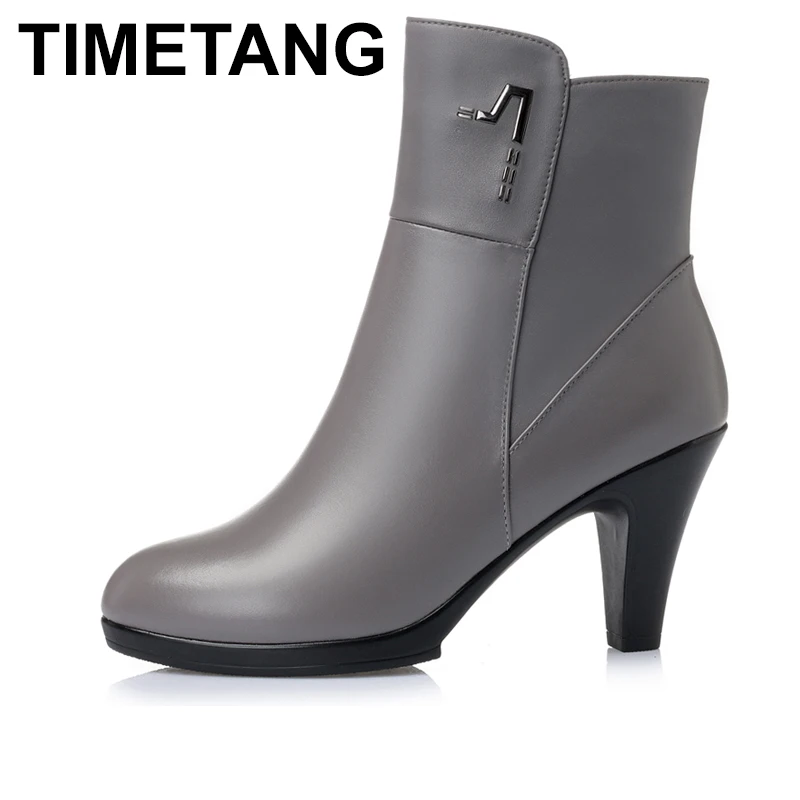 TIMETANG New Shoes Women Boots High Heels Ankle Boots Pointed Toe Genuine Leather Mar Boots Zip Ladies Shoes
TIMETANG New Shoes Women Boots High Heels Ankle Boots Pointed Toe Genuine Leather Mar Boots Zip Ladies Shoes