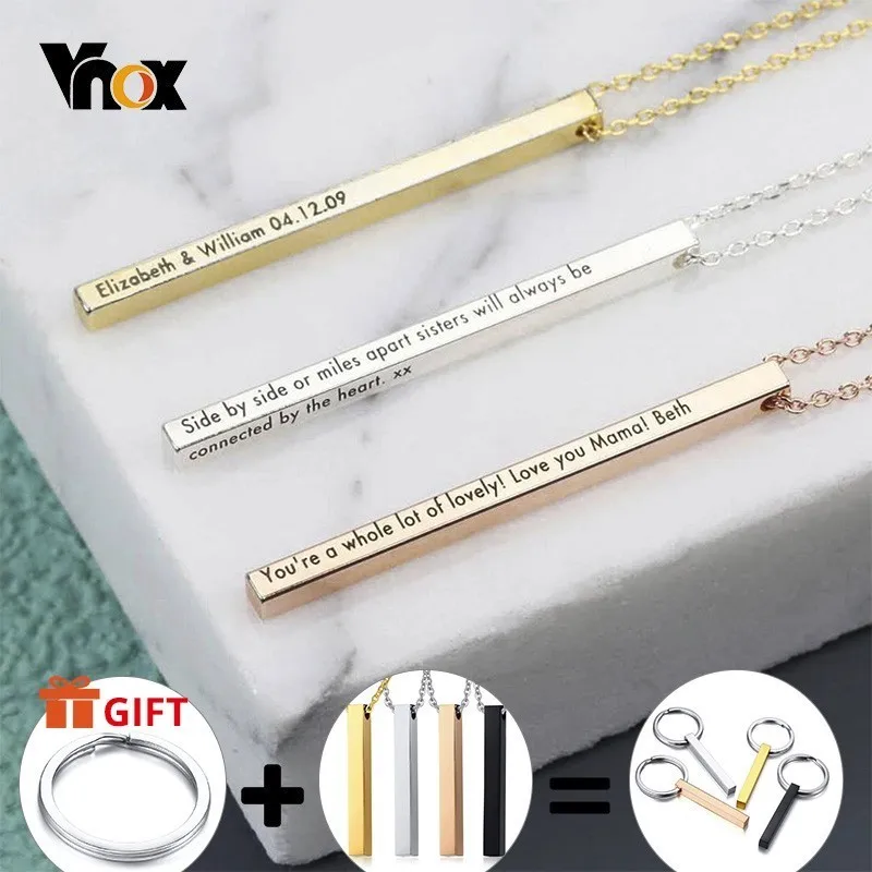 Vnox Personalized Name Necklace for Women Men Vertical Bar Cylindrical Glossy Stainless Steel Pendant Custom Gift Casual Collar
Vnox Personalized Name Necklace for Women Men Vertical Bar Cylindrical Glossy Stainless Steel Pendant Custom Gift Casual Collar