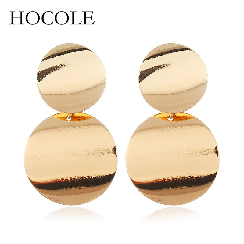 HOCOLE 2018 New Gold Silver Color Alloy Statement Earrings Punk Style Metal Round Charm Drop Earrings for Women Girls Gift
HOCOLE 2018 New Gold Silver Color Alloy Statement Earrings Punk Style Metal Round Charm Drop Earrings for Women Girls Gift