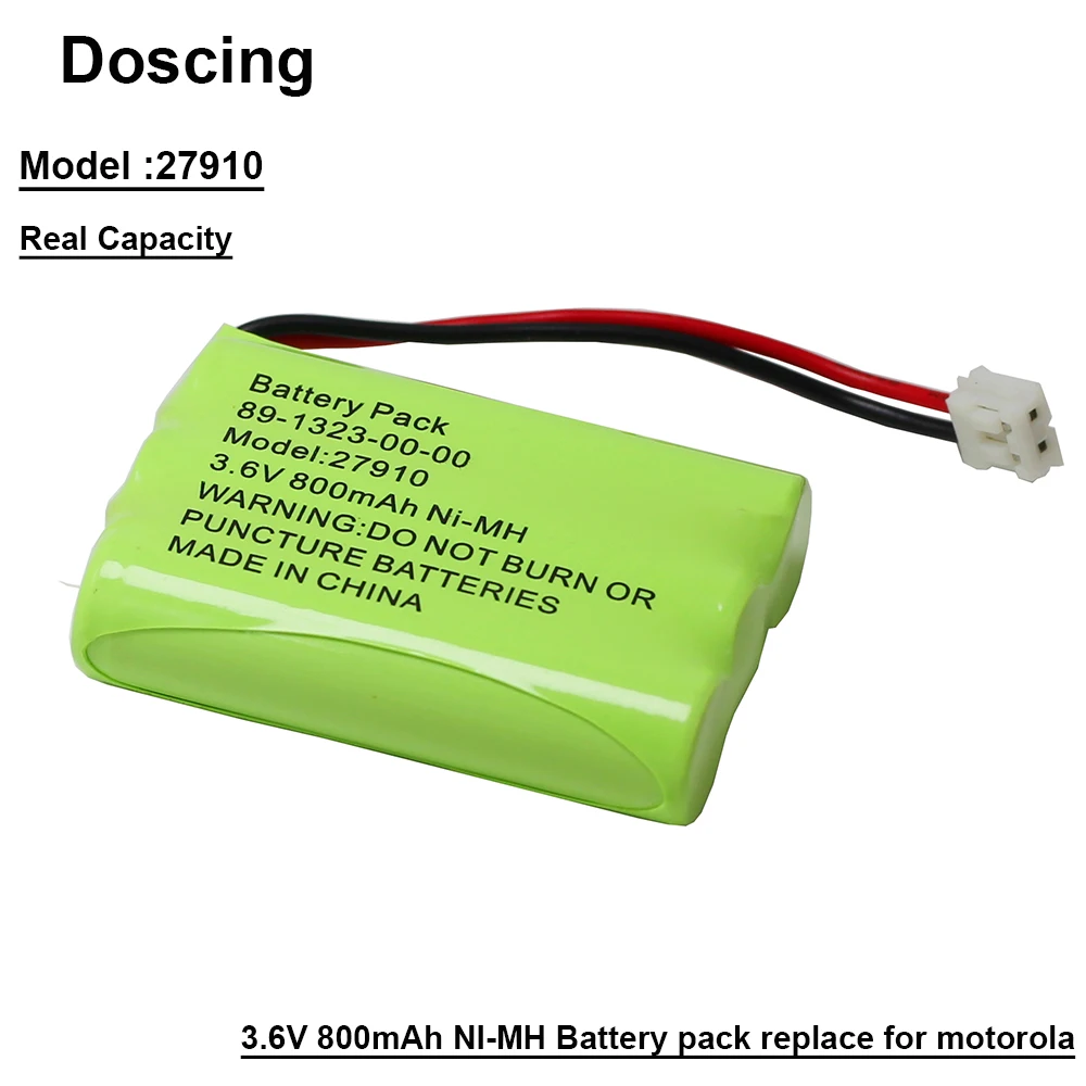 Doscing 3.6V 800mAh Ni-MH Home Phone Battery for Motorola SD-7501 V-Tech 89-1323-00-00 AT & T Lucent 27910
Doscing 3.6V 800mAh Ni-MH Home Phone Battery for Motorola SD-7501 V-Tech 89-1323-00-00 AT & T Lucent 27910