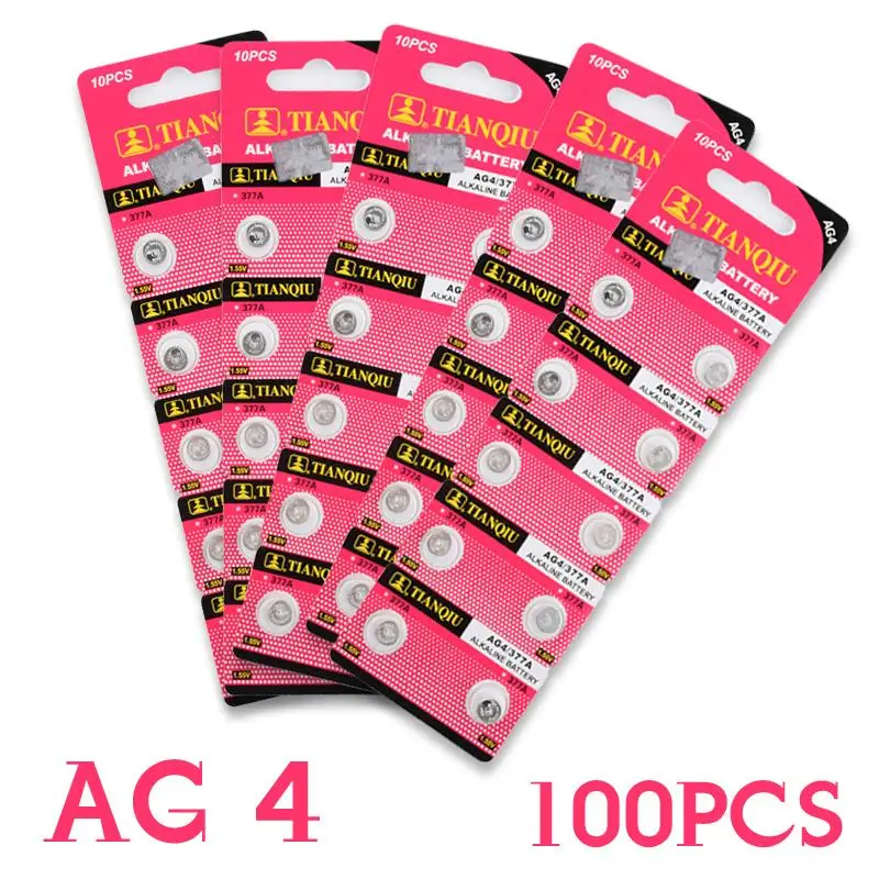 YCDC 100 Pcs 1.55V AG4 LR626 LR66 377 SR626SW 177 Alkaline Batteries Button Cell Coin Long Life Span
YCDC 100 Pcs 1.55V AG4 LR626 LR66 377 SR626SW 177 Alkaline Batteries Button Cell Coin Long Life Span