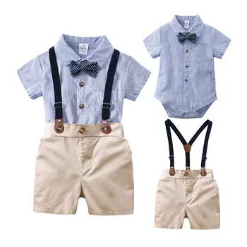 2019 Boys Summer Clothes Set Romper & Shorts Baby Toddler Kids Casual Outfit Children Bow-tie Clothing Cotton Suspender Pants 
2019 Boys Summer Clothes Set Romper & Shorts Baby Toddler Kids Casual Outfit Children Bow-tie Clothing Cotton Suspender Pants
