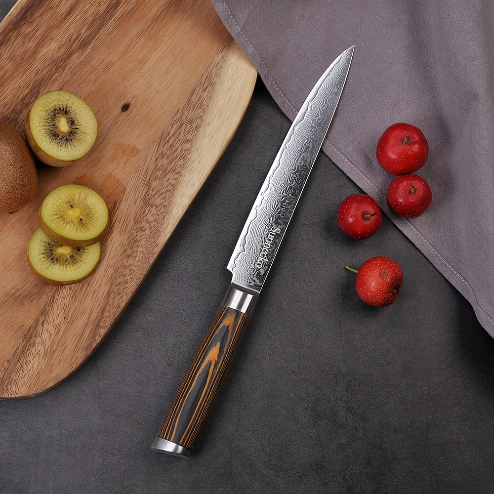 2018 SUNNECKO Damascus 8" Slicer Kitchen Knife Sharp Japanese VG10 Steel Core Blade Knives Pakka Wood Handle Slicing Meat Cutter
2018 SUNNECKO Damascus 8" Slicer Kitchen Knife Sharp Japanese VG10 Steel Core Blade Knives Pakka Wood Handle Slicing Meat Cutter