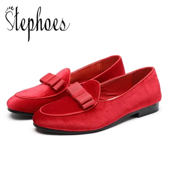 Stephoes Gentlemen Bow knot Wedding Dress Male Flats Casual Slip on Shoes Black Suede Leather Red Suede Loafers Men Formal Shoes
Stephoes Gentlemen Bow knot Wedding Dress Male Flats Casual Slip on Shoes Black Suede Leather Red Suede Loafers Men Formal Shoes