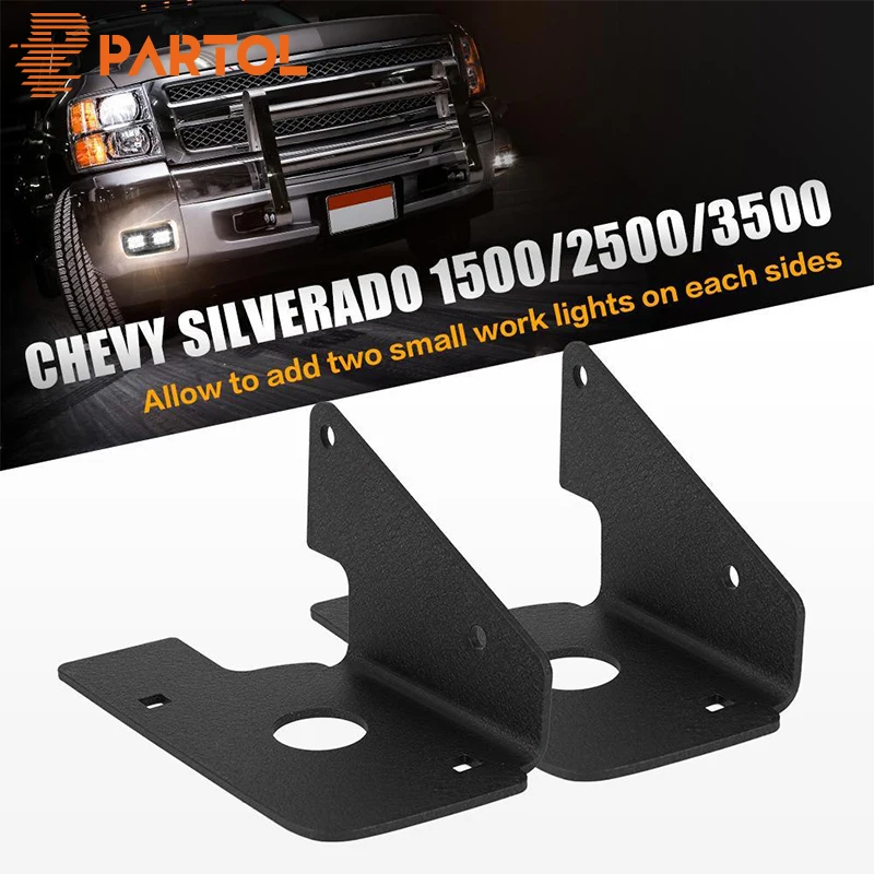 Partol LED Fog Light Mounting Bracket Kit For Chevy Silverado 1500 2007-2013 2500/3500 2007-2014 Windshield Black Powder Coated
Partol LED Fog Light Mounting Bracket Kit For Chevy Silverado 1500 2007-2013 2500/3500 2007-2014 Windshield Black Powder Coated