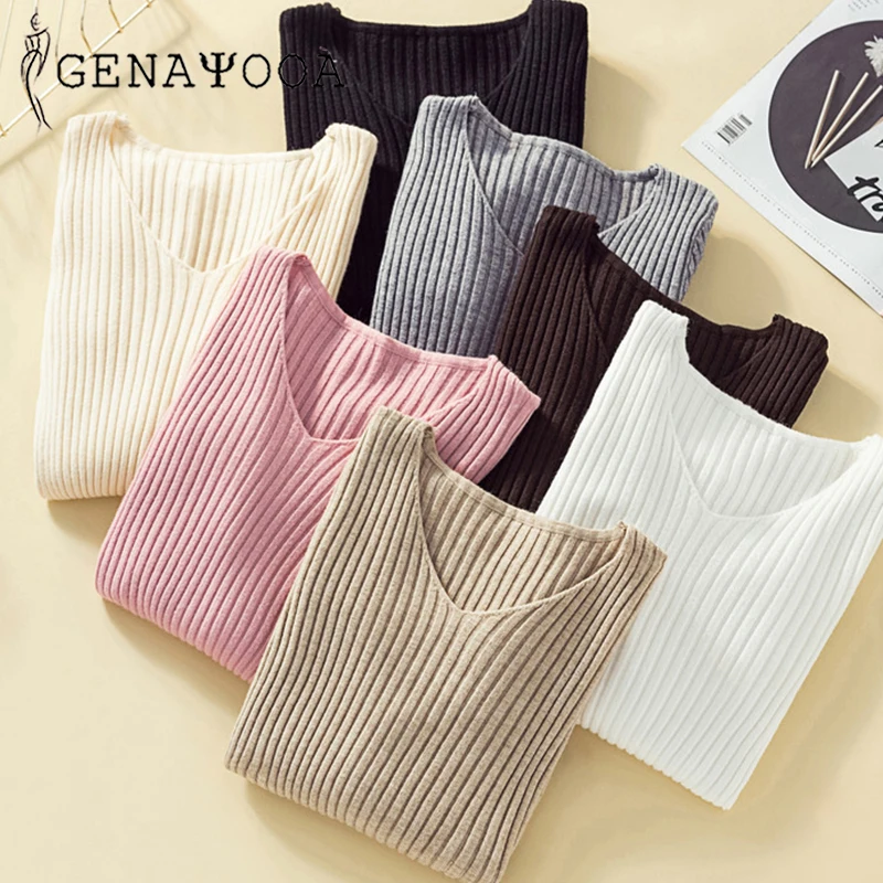Genayooa Womens Sweaters 2018 Winter Tops 6 Colors V Neck Thin Pullover Jumper Knitted Sweater Pull Femme Korean Slim-fit tight
Genayooa Womens Sweaters 2018 Winter Tops 6 Colors V Neck Thin Pullover Jumper Knitted Sweater Pull Femme Korean Slim-fit tight