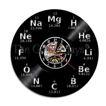 

1Piece Chemical Element Periodic Table Vinyl Record Wall Clock Chemistry Math Formula Science Wall Clock Geek Graphic Classroom