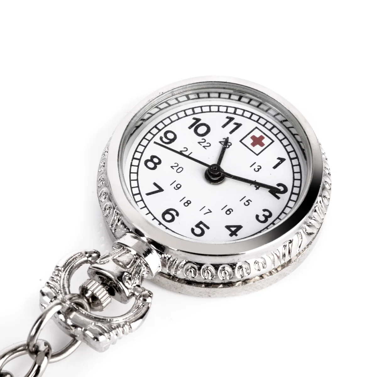 Silver Metal Chain Clip On Nurse Nursing Pendant Pocket Brooch Fob Watch