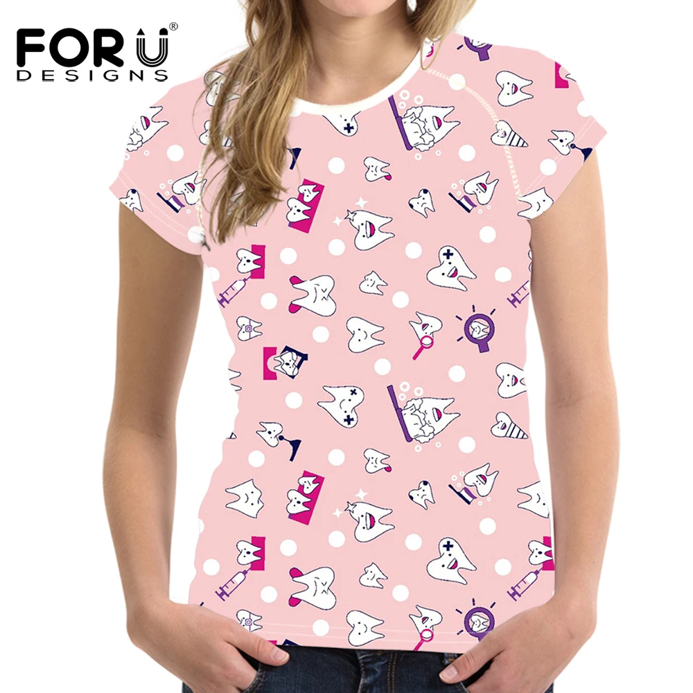 FORUDESIGNS Kawaii Cartoon Dentist Printed Casual Women T Shirts Summer Breathable Tops Clothing Novelty Bodybuilding Tee Shirts
FORUDESIGNS Kawaii Cartoon Dentist Printed Casual Women T Shirts Summer Breathable Tops Clothing Novelty Bodybuilding Tee Shirts