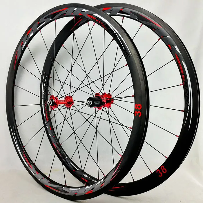 Flash Deal 700C Wheelset Carbon Wheels Road Bike Tubeless Wheel V/C Brake Profile 38-40-50-55mm Depth Clincher Carbon Rim Direct-pull 4