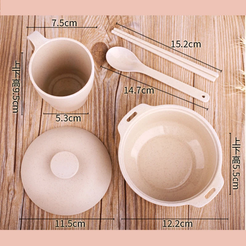 4pcs/Set Dinnerware Set Wheat Straw Children Three Lattice Tableware Set Tableware Dinnerware Food Container With Bow Cup 4pcs/Set Dinnerware Set Wheat Straw Children Three Lattice Tableware Set Tableware Dinnerware Food Container With Bow Cup