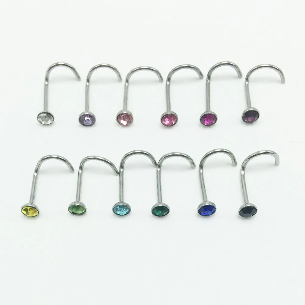 10pcs fashion women's 3mm nose studs rings stainless steel mixed colors piercing nose cheap body pircing jewelry free shipping2