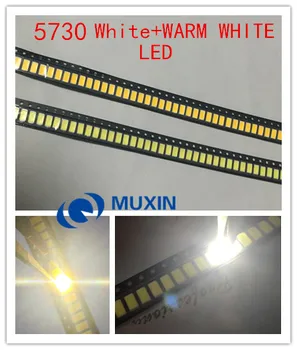 

10000pcs/LOT 5730 LED-white5000+Warm white5000 0.5W 50-55lm 6500K White Light SMD 5730 5630 LED chip lamps(3.2v-3.4v)