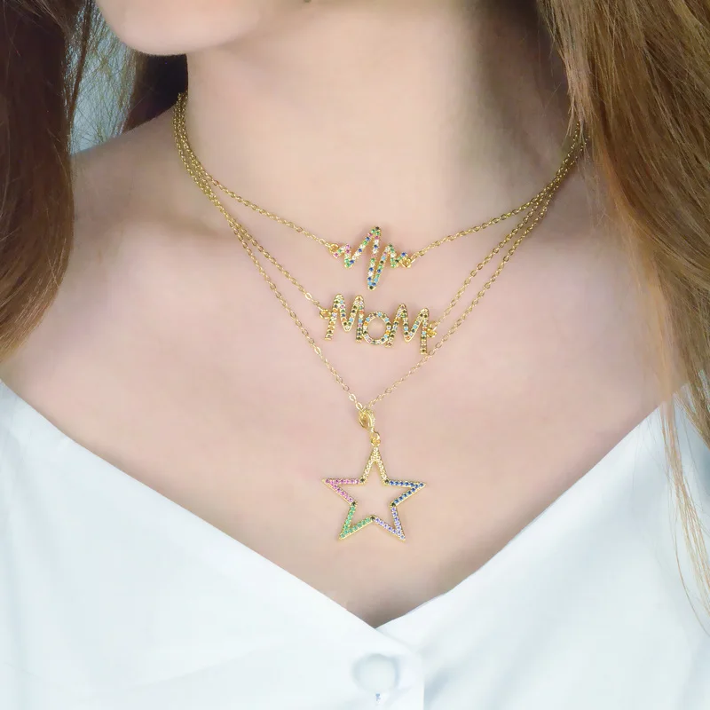 5Pieces, The Rainbow Series Women Fashion Shape of Star CZ Prong Setting Necklace, 4 Plating Colors,Can Mix
5Pieces, The Rainbow Series Women Fashion Shape of Star CZ Prong Setting Necklace, 4 Plating Colors,Can Mix
